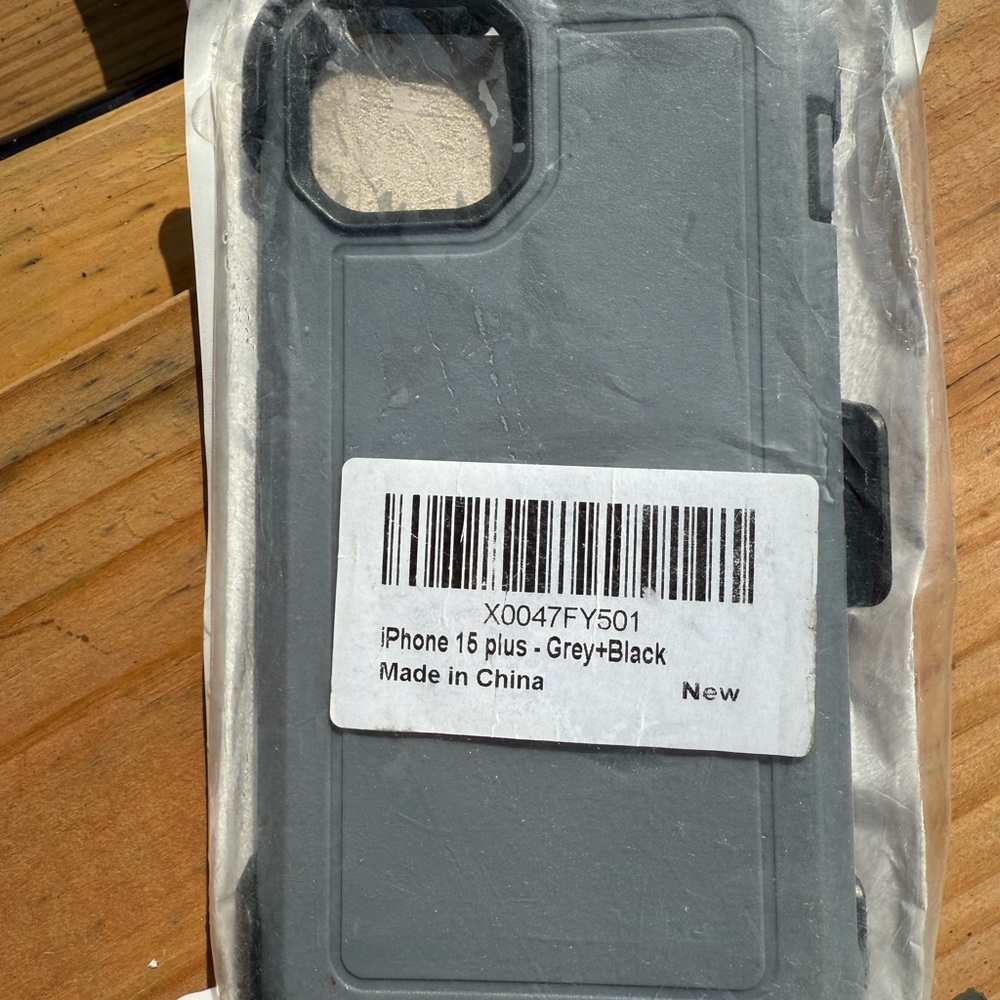 iPhone 15 Plus Case - Gray and Black with belt clip